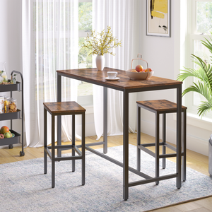 Thanh Bàn Và Ghế Đặt Hình Chữ Nhật Quán Bar Bảng Và 2 Thanh Phân 3-Mảnh Ăn Sáng Bảng Đặt Cho Nhà Bếp Đồ Nội Thất Nhà Hiện Đại - Product Image 4