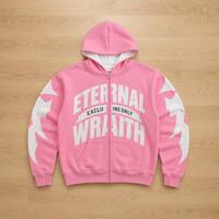 Conjunto Deportivo Personalizado al por Mayor para Hombre, Estilo Y2K, con Estampado Gráfico de Estrella y Cruz, Cierre Completo con Cremallera, en Felpa Francesa de Algodón