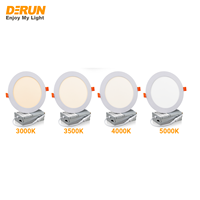 Plafonnier LED encastré rond 12W 5CCT à couleur sélectionnable 120V avec cadre en aluminium, LPL-RECESSED-5CCT