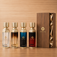 Kit de flacon de parfum haut de gamme avec logo personnalisé, flacon transparent ambré bleu rouge dégradé, bouchon doré en relief