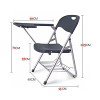 Chaise de formation ergonomique pour étudiants, chaise pliante en plastique avec tablette d'écriture intégrée