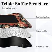 Tapis de mahjong antidérapant de 31,5 pouces avec réduction du bruit et sac de transport pour couverture de table de jeu à motif floral rouge sur fond noir