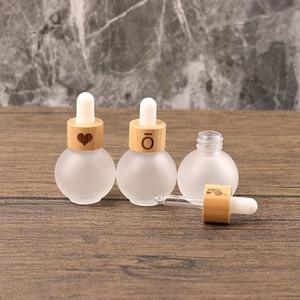 Schöne kugelförmige Tropf flasche aus Glas 20ml 30ml ätherisches Ölglas mit Bambus deckel Kostenlose Probe für Hautpflege serum - Product Image 4