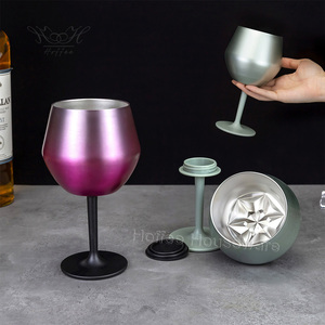 Verre à vin à tige amovible 14 oz 420 ml, gobelets à boire en métal à double paroi isolés, gobelets à <span class=keywords><strong>pied</strong></span> pour café, bière, pour barbecue, fête - Product Image 3