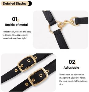 Collier <span class=keywords><strong>de</strong></span> tête <span class=keywords><strong>de</strong></span> cheval en PVC souple, ajustable et durable, imperméable, personnalisé, petit <span class=keywords><strong>poney</strong></span> moelleux Cob Arabian Rubber personnalisé Halter Horse - Product Image 2