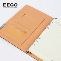 Carnet de notes A5 de luxe en cuir PU végétalien rigide, personnalisable, à feuilles mobiles, pour bureau, avec 6 anneaux, logo personnalisé