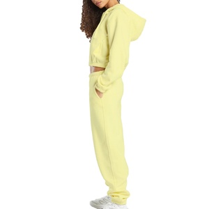 Conjunto Deportivo Informal de Algodón Personalizable con Logotipo, Sudadera con Capucha y Pantalones Largos de Cintura Alta con Ombligo Expuesto, Manga Larga, Oferta OEM para Mujer - Product Image 4