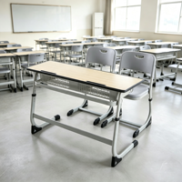 Ensemble de chaises de bureau doubles réglables en hauteur pour enfants, structure en acier, mobilier d'apprentissage pour les familles à deux enfants, petites salles de classe