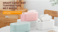Chauffe-lingettes pour bébé portable en polyester, antibactérien, avec contrôle précis de la température (40-60°C), alimentation USB et éclairage LED changeant de couleur, haute qualité
