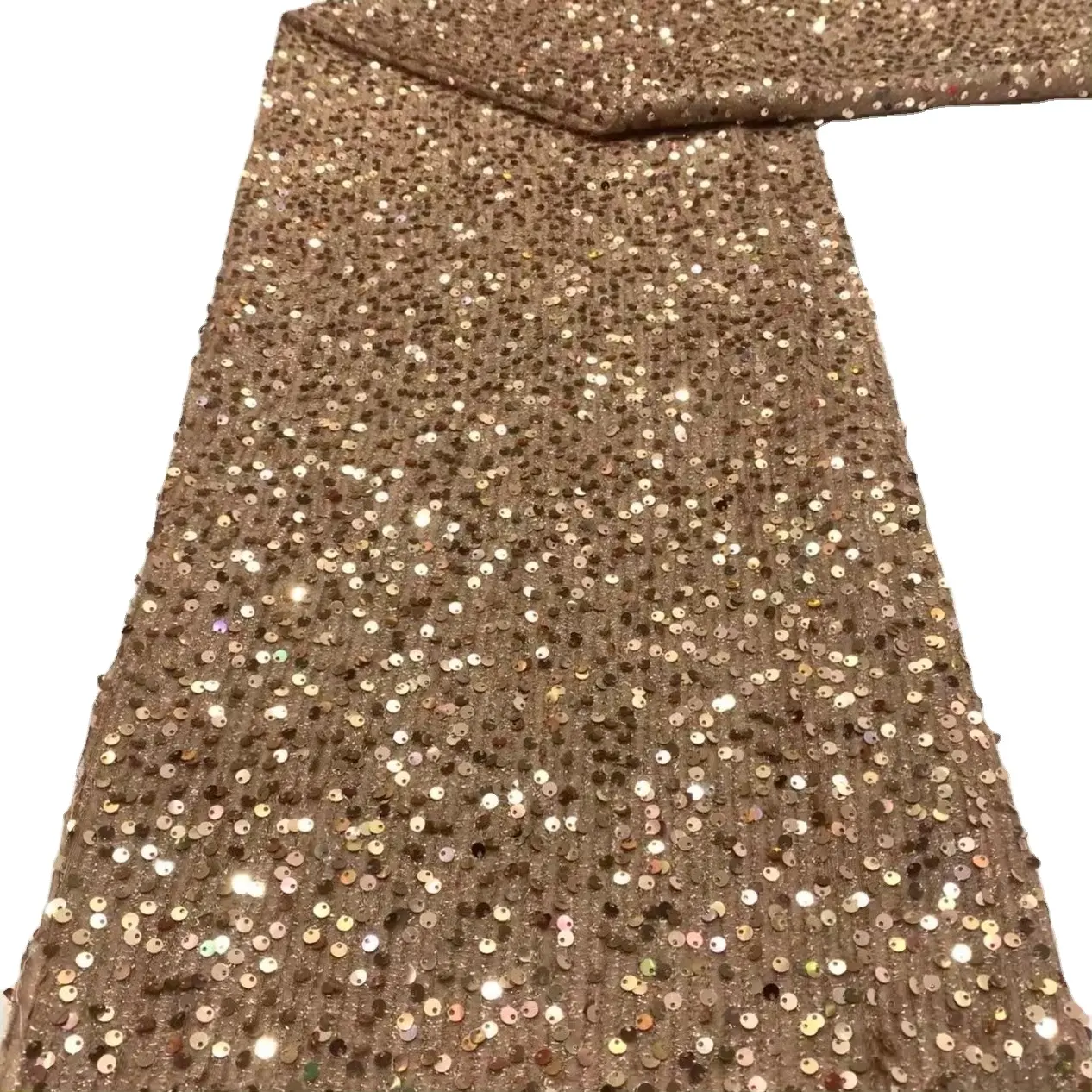 0837A Thêu Phi Sequin Vải Ren Cho Buổi Tối Ăn Mặc Ren Chất Liệu Mới Nhất Nigeria Chuỗi Vải Ren 5 Yards