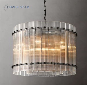Lustre rond en verre LED moderne <span class=keywords><strong>San</strong></span> <span class=keywords><strong>Marco</strong></span> pour salon chambre à coucher salle à manger avec culot d'ampoule E12 Lustre noir - Product Image 5