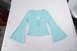Blusa Corta de Manga Larga para Mujer, con Cuello en V Profundo, Ajustada, con Adornos de Encaje y Mangas Campana, Color Marrón, para Primavera y Otoño - Product Image 6