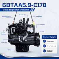 Motor Diésel CUM 6BTAA5.9-C178 de 131 kW y 178 HP, Refrigerado por Agua, en Línea, para Excavadoras, Cargadoras y Maquinaria de Construcción