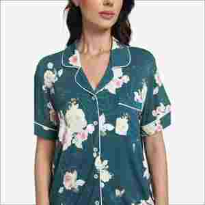 Floral Pattern Custom 100% Bamboo Short Sleeve Tops Long Bottoms Women's 2-Piece <b>Pajama</b> Set Breathable Quick Dry Lounge - Product Image 3