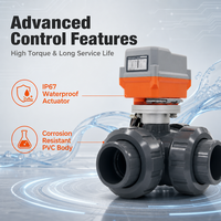 Vanne à boisseau sphérique électrique manuelle radiante à trois voies DN32 Modèle RDNT-280 à raccordement par compression pour l'eau, personnalisable OEM, température moyenne PN10