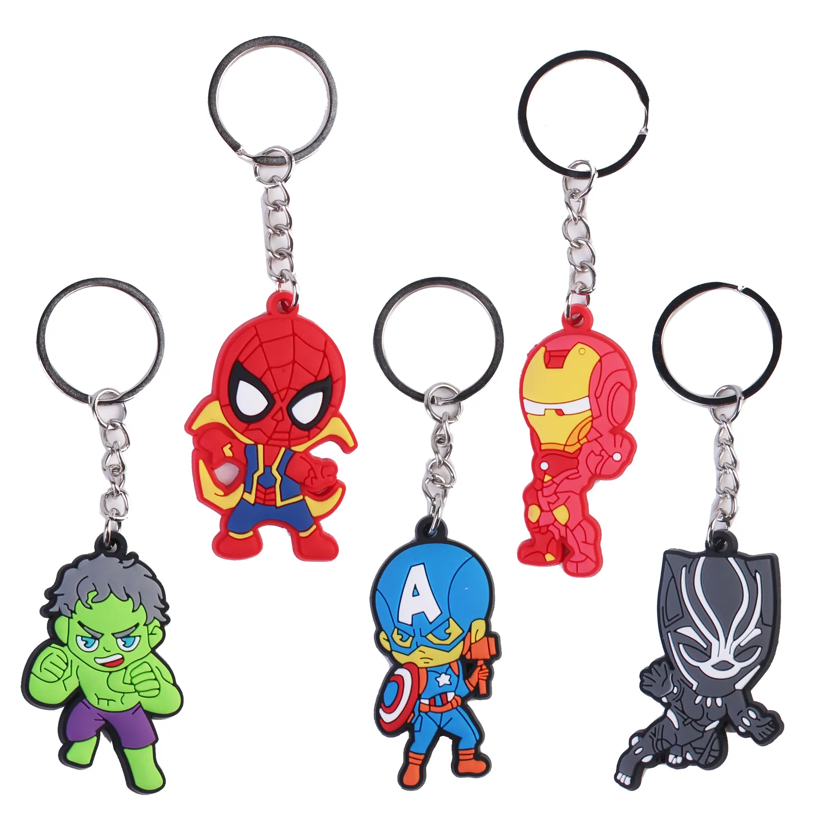 Wholesale Anime PVC 2D/3D Designer Key Chains Custom Rubber Cartoon avengers Key Chains key rings with Logo