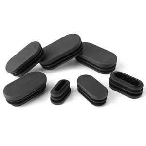 Bouchon de tube ovale Fufan 25*50mm en acier inoxydable, bouchon de tuyau noir avec capuchon intérieur en plastique PE, pour l'industrie du mobilier - Product Image 2