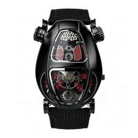 Montre mécanique squelette pour homme en acier inoxydable 304 avec bracelet en nylon et cuir, montre-bracelet sport futuriste unique