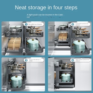 Metal Corner Drawer <b>Kitchen</b> Cabinet Rotating Small Monster Full <b>Pull</b>-<b>Out</b> Double-Layer Drawer Storage Rack - Product Image 5
