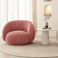 Canapé individuel en velours rond et fermé, fauteuil d'appoint incurvé enveloppant pour bureau, salon, hôtel, salle de séjour