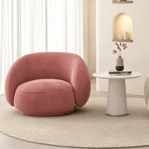 Round Enclosed Velvet Single Sofa Curved Wrap-Around Accent <b>Chair</b> for Office Salon Hotel Living Room - Product Image 2