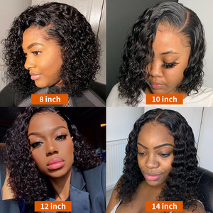 Perruques Courtes Ondulées Bob <span class=keywords><strong>Cheveux</strong></span> Humains Sans Colle Brésiliennes HD Lace Frontal Complètes pour Femmes Noires - Product Image 4