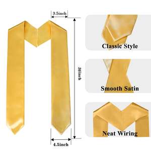 Robe et casquette de graduation avec pompon et breloque année 2025 2026-étole dorée de 72 "-porte-diplôme noir - Product Image 5