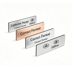 Placa de Identificación Personalizada de Acero Inoxidable, Resistente, con Grabado por Sublimación, Botón Magnético con Nombre para Empleados, para Uso Diario - Product Image 1