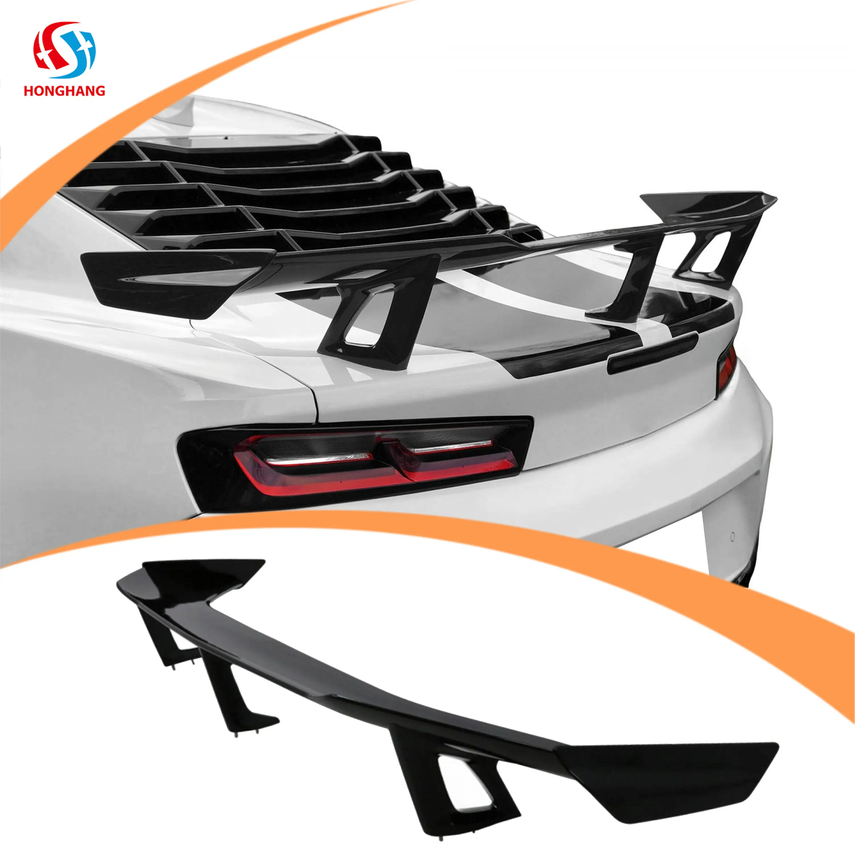 Honghang - Spoiler traseiro de fibra de carbono para Chevrolet Camaro 2015 2016 2018 2019 2020, peças de carro com gloss preto, estilo ZL1