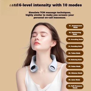 Masajeador Eléctrico Inalámbrico Inteligente para Cuello con 10 Modos y 4 Niveles, Calor, EMS, Tracción Cervical, Batería de 1000mAh, 15 Minutos - Product Image 2