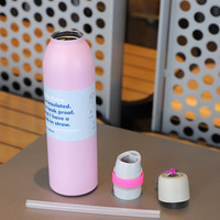 Bouteille isotherme portable en acier inoxydable couleur macaron 520 ml 700 ml avec sangle et poignée