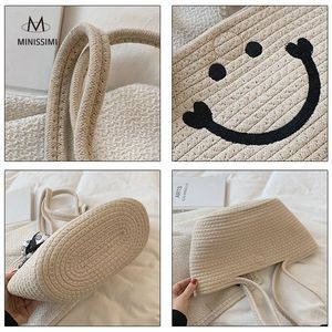 Sac fourre-tout pour femme avec broderie <span class=keywords><strong>Smiley</strong></span>, sac à main de plage, sacs à main tendance pour femme - Product Image 6