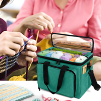 Grand sac de rangement pour tricot et crochet avec ouverture transparente, poches pour fil et accessoires, organisateur de fil