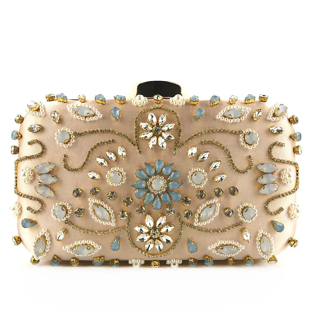 아름다운 럭셔리 디자인 사용자 정의 레이디 진주 반짝이 수제 크리스탈 이브닝 가방