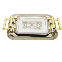 Chargeurs de plaques de mariage rectangulaires en acier inoxydable Décor or écologique pour la cuisson des aliments pour les décorations de mariage