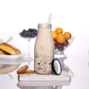 Spülmaschinenfeste 12Oz 14Oz 32Oz Deckelversiegelte Milchglasflasche für Joghurt, Smoothies, Kefir, Kombucha und Wasser - Product Image 5