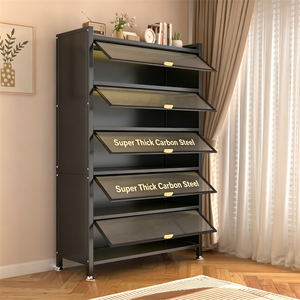 Étagère de rangement multi-niveaux en acier au carbone, moderne, autoportante, anti-poussière, grande capacité pour cuisine et salon - Product Image 5