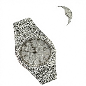 Montre mécanique pour homme en diamant VVS, boîtier de forme originale, étanche 10 bars, bracelet en acier inoxydable et moissanite, cadran en verre, fermoir de bracelet - Product Image 1