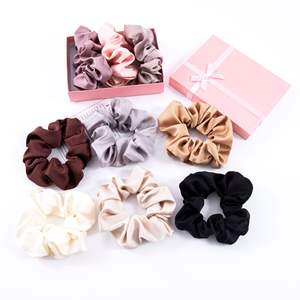 Vente en gros de chouchous moyens surdimensionnés en soie de 3.5cm 100% ensemble d'accessoires pour cheveux personnalisés en soie de mûrier rose <span class=keywords><strong>chouchou</strong></span> - Product Image 1