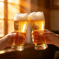 Verre à bière classique en verre borosilicate transparent fait main pour le vin et les boissons de pub