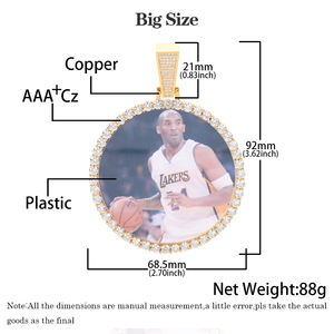 Collar de foto personalizado de Hip Hop para hombre y mujer, colgante de diamante de disco grande de varios tamaños, joyería con imagen de memoria, collares - Product Image 4