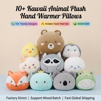 Coussin chauffe-mains personnalisé en peluche, doux et rembourré, motif animal mignon (ours, chat, renard), coussin de sieste, poupée, cadeau d'hiver pour enfants