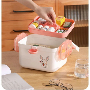 Family Sized Medicine Box Multi Layer <b>Cute</b> Portable Rectangle For Home Children Storage - Product Image 1