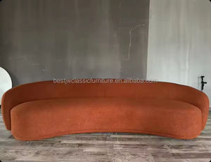 Canapé modulaire incurvé en tissu <span class=keywords><strong>orange</strong></span> moderne, rembourrage en peluche, sectionnel pour salon contemporain, design <span class=keywords><strong>scandinave</strong></span>, utilisation hôtelière - Product Image 6