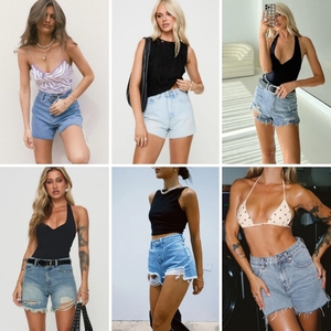 Nuevos shorts <span class=keywords><strong>vaqueros</strong></span> de verano para mujer, corte regular, adelgazantes, pierna ancha, vintage, corte bootcut, cintura media, de secado rápido, en stock, envío aleatorio. - Product Image 2