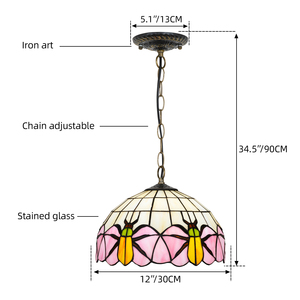 Lampe Tiffany Prix de gros de l'industrie Derniers modèles de lustres Lampes suspendues en verre teinté rose scarabée pour la cuisine - Product Image 6