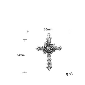 European American Style Stainless Steel <b>Cross</b> Pendant <b>With</b> Rose Design Men's Necklace Gift 190163 - Product Image 5
