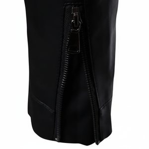 Chaqueta de Invierno para Hombre, Personalizada, Más Vendida, con Cuello Alto, de Cuero Genuino y Lona Negra, Impermeable, Transpirable, con Capucha y Logotipo Personalizado - Product Image 1