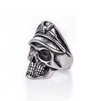 Bague ouverte vintage en acier inoxydable plaqué PVD or 18 carats, motif Captain Volcan Double Eagle Skeleton, pour collectionneur