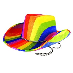 Estilo occidental Sombreros de ala grande Fedora Fieltro Vaquero Jazz Sombrero Curva ancha Ala Arco Iris Sombrero de vaquero - Product Image 4